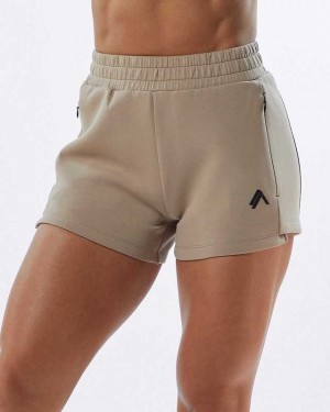 Brown Women's Alphalete ELMTS Athletic 3.5" Shorts | UAE-108952