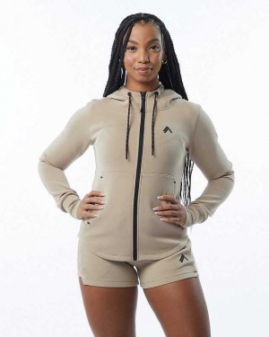 Brown Women's Alphalete ELMTS Athletic Jackets | UAE-098523