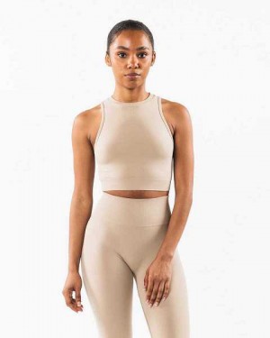 Brown Women's Alphalete Stratus Crop Tanks | UAE-895341