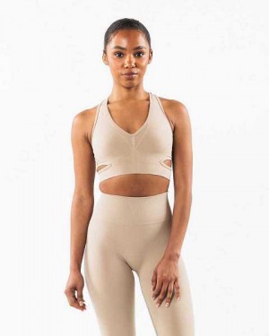 Brown Women's Alphalete Stratus Sports Bra | UAE-560348