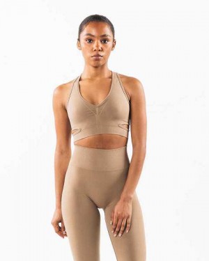 Brown Women's Alphalete Stratus Sports Bra | UAE-783251