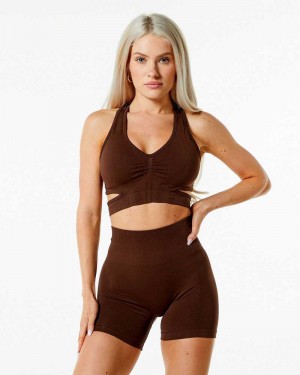 Brown Women's Alphalete Stratus Sports Bra | UAE-609417