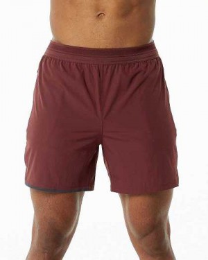 Burgundy Men's Alphalete Studio 6" Shorts | UAE-607143