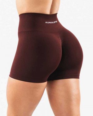 Burgundy Women's Alphalete Amplify 4.5" Shorts | UAE-127964