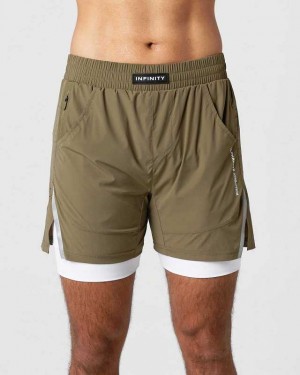 Dark Green Men's Alphalete Infinity Speed 5.5" Shorts | UAE-506374