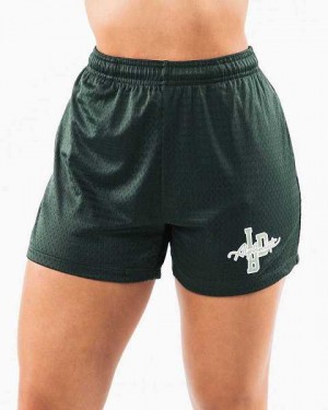 Dark Green Women's Alphalete Signature Mesh 4" Shorts | UAE-283514