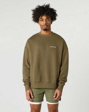 Green Men's Alphalete Classic Crew Sweater | UAE-472650