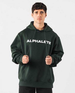 Green Men's Alphalete Core Hoodie | UAE-081793