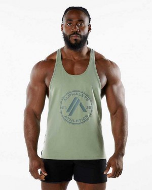 Green Men's Alphalete Dynasty Stringer Tanks | UAE-087356