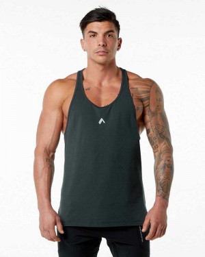 Green Men's Alphalete Emblem Stringer Tanks | UAE-748123