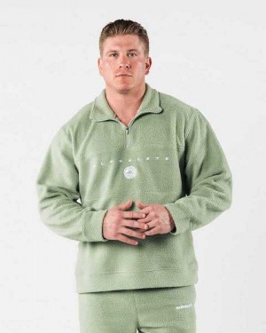 Green Unisex Alphalete King Quarter Zip Jackets | UAE-260857