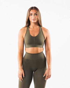 Green Women's Alphalete Amplify Sports Bra | UAE-850294