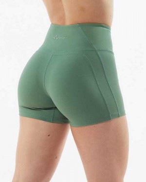 Green Women's Alphalete Pulse Surge 4" Shorts | UAE-681049