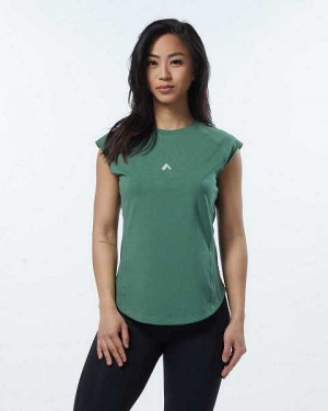 Green Women's Alphalete Velocity Short Sleeve Shirts | UAE-645308