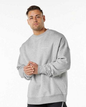 Grey Men's Alphalete Classic Crew Sweater | UAE-142560