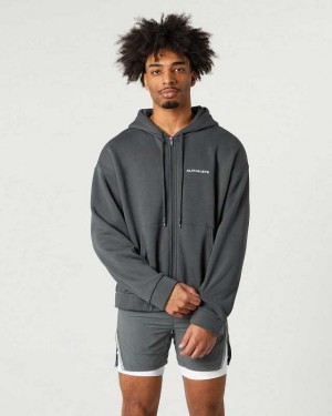 Grey Men's Alphalete Classic Full-Zip Jackets | UAE-063975