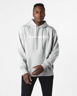 Grey Men's Alphalete Core Hoodie | UAE-198375