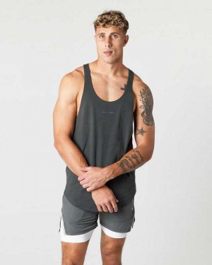 Grey Men's Alphalete Heavy Cotton Core Stringer Tanks | UAE-604579