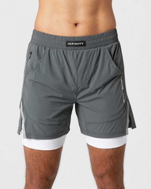 Grey Men's Alphalete Infinity Speed 5.5" Shorts | UAE-429158