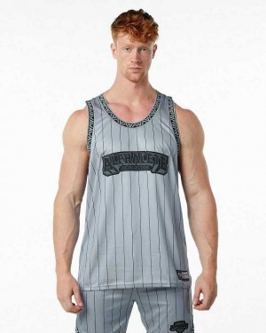 Grey Men's Alphalete Varsity Basketball Tanks | UAE-789631