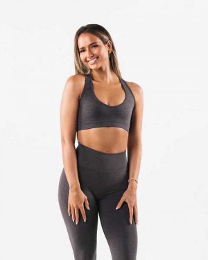 Grey Women's Alphalete Amplify Contour Sports Bra | UAE-563910