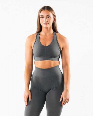 Grey Women's Alphalete Amplify Sports Bra | UAE-804936