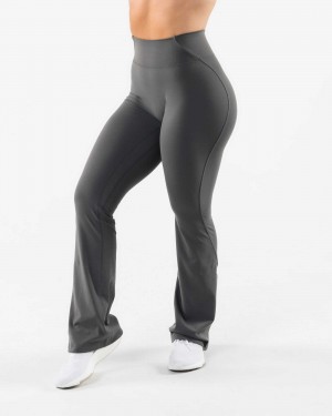 Grey Women's Alphalete Aura Flared Leggings | UAE-645310