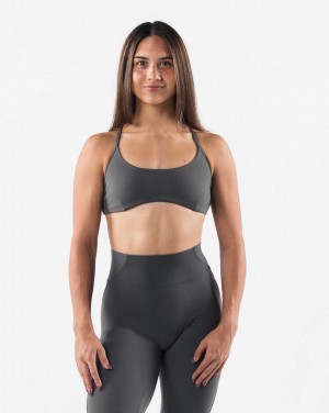 Grey Women's Alphalete Aura Strappy Sports Bra | UAE-781096