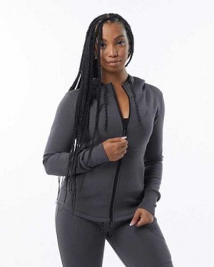 Grey Women's Alphalete ELMTS Athletic Jackets | UAE-345178