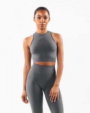 Grey Women's Alphalete Stratus Crop Tanks | UAE-706392