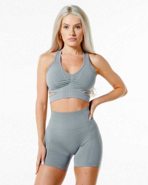 Grey Women's Alphalete Stratus Sports Bra | UAE-657291