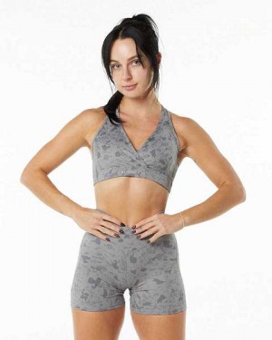 Grey Women's Alphalete Surface Wrap Sports Bra | UAE-604738