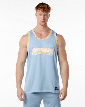 Light Blue Men's Alphalete Varsity Basketball Tanks | UAE-065132