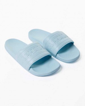 Light Blue Unisex Alphalete Essential Core Slides | UAE-635810