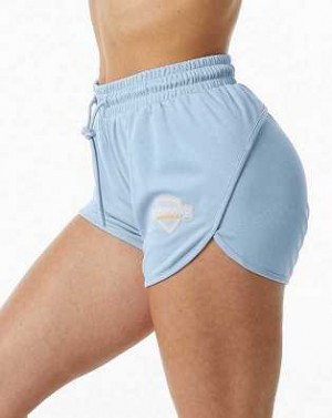 Light Blue Women's Alphalete Varsity 3.25" Shorts | UAE-635079