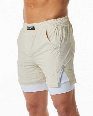 Light Yellow Men's Alphalete Infinity Speed 5.5" Shorts | UAE-641928