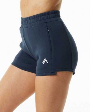 Navy Women's Alphalete ELMTS Athletic 3.5" Shorts | UAE-579362