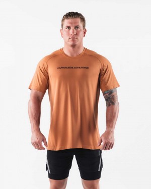 Orange Men's Alphalete AA Airtech Short Sleeve Shirts | UAE-957068