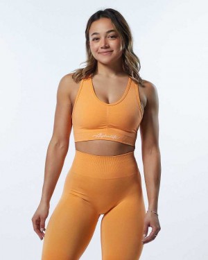 Orange Women's Alphalete Amplify Sports Bra | UAE-693024