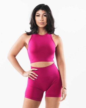 Pink Women's Alphalete Stratus Crop Tanks | UAE-309125