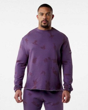 Purple Men's Alphalete HCTS Drop Shoulder Sweater | UAE-107698