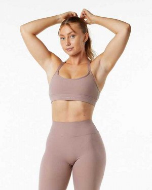 Purple Women's Alphalete Alphalux Tri Sports Bra | UAE-389201