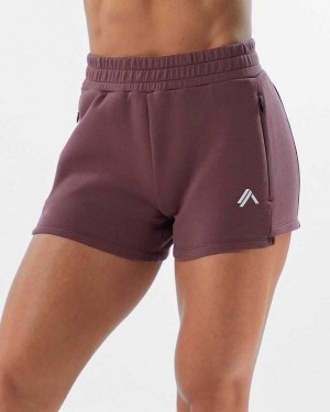 Purple Women's Alphalete ELMTS Athletic 3.5" Shorts | UAE-219536