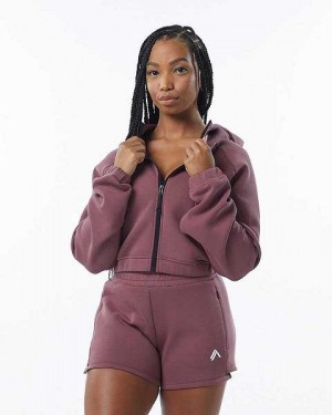 Purple Women's Alphalete ELMTS Full-Zip Crop Jackets | UAE-391075