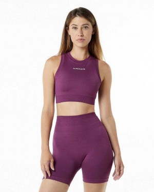 Purple Women's Alphalete Ozone Crop Sports Bra | UAE-285403