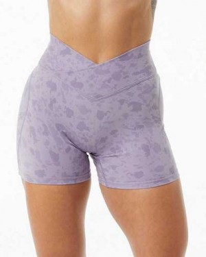 Purple Women's Alphalete Surface Power 5" Shorts | UAE-605178