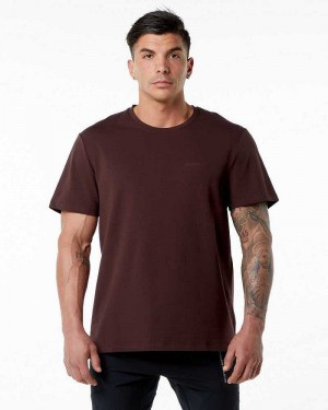 Red Men's Alphalete Classic Short Sleeve Shirts | UAE-907648