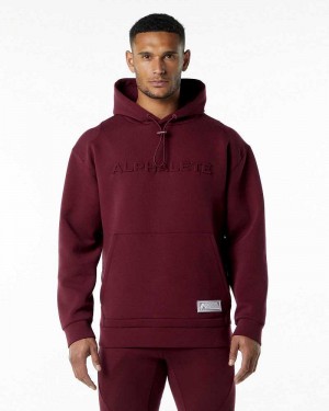 Red Men's Alphalete ELMTS Hoodie | UAE-158290