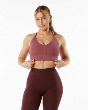 Red Women's Alphalete Alphalux Wonder Sports Bra | UAE-249360