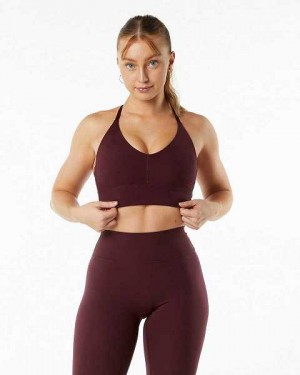 Red Women's Alphalete Alphalux Wonder Sports Bra | UAE-370619